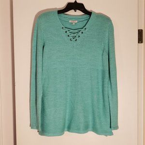 Women's Croft & Barrow Aqua Lace Up Tunic Sweater